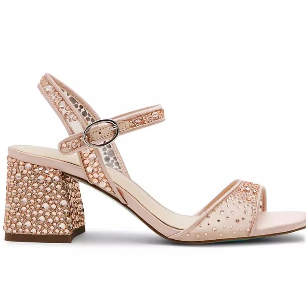Women's Betsey Johnson Otis Rhinestone Block Heel Sandals - Picture 8 of 9